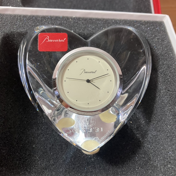 Baccarat バカラ 置時計 時計 アンティーク インテリア ガラス クリスタル ハート