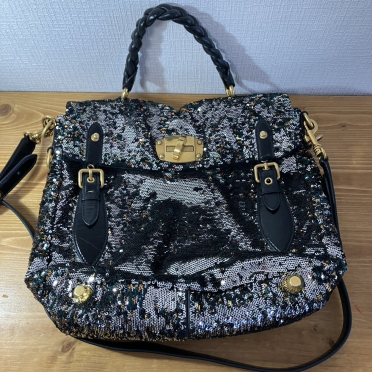 miu miu ミュウミュウ 2way ショルダーバッグ ハンドバッグ スパンコール ゴールド金具